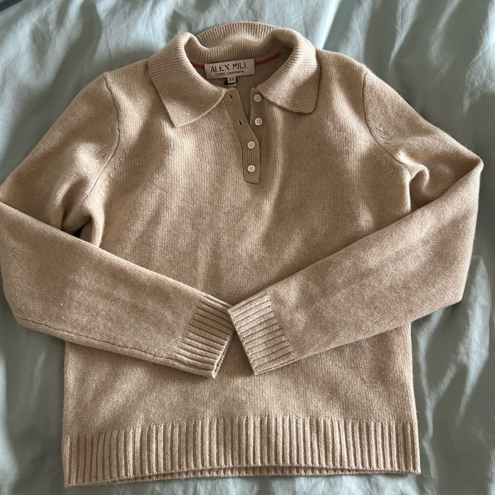 100% Cashmere Alice Polo Sweater | Alex Mill | like-new - Picture 3 of 3